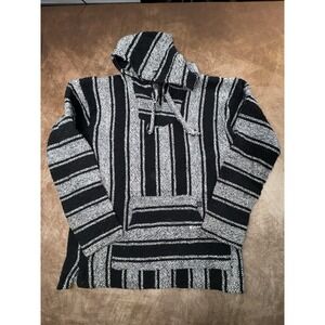 Baja Billys Mexican Pancho Hoodie Drug Rug Black/gray size Large